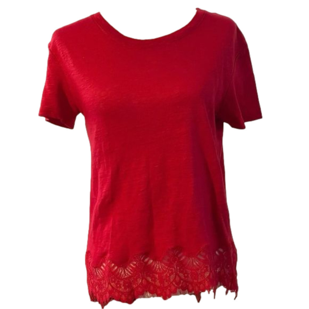 𝅺THE Kooples Red Linen & Lace Top.